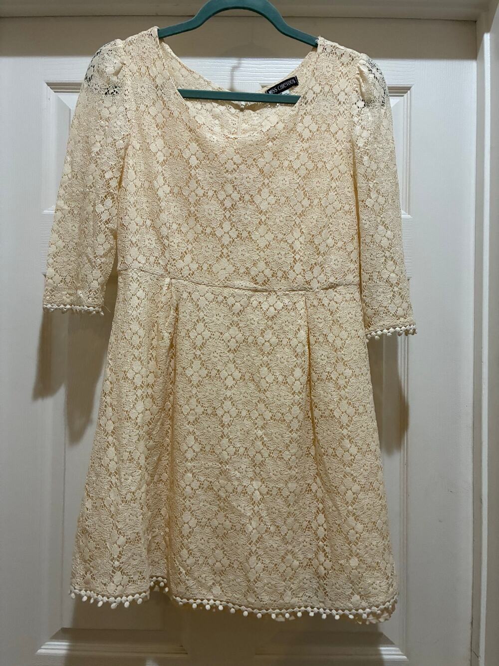 Miss Chievous Cream Lace Mini Dress Medium Lined Coquette Romantic